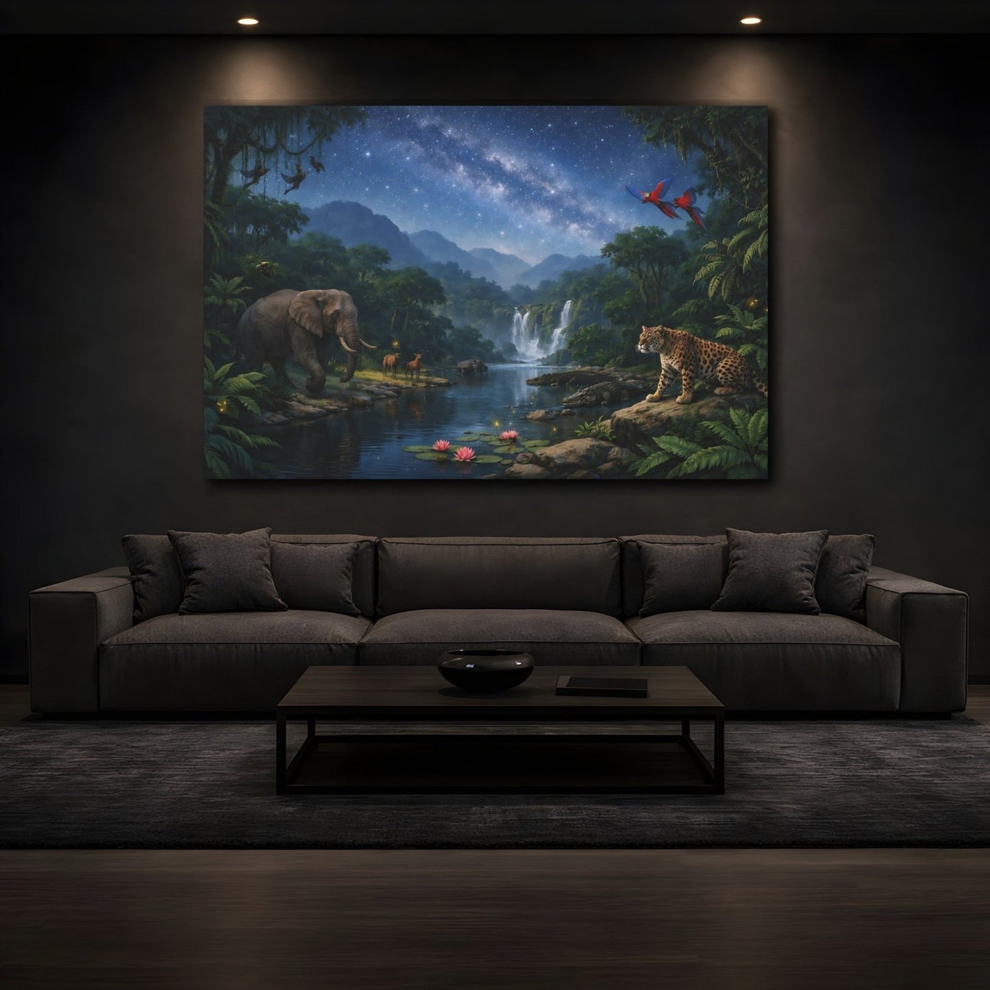 Nature Jungle Wildlife Starry Animals - Canvas Wall Art Print - YesArtYes