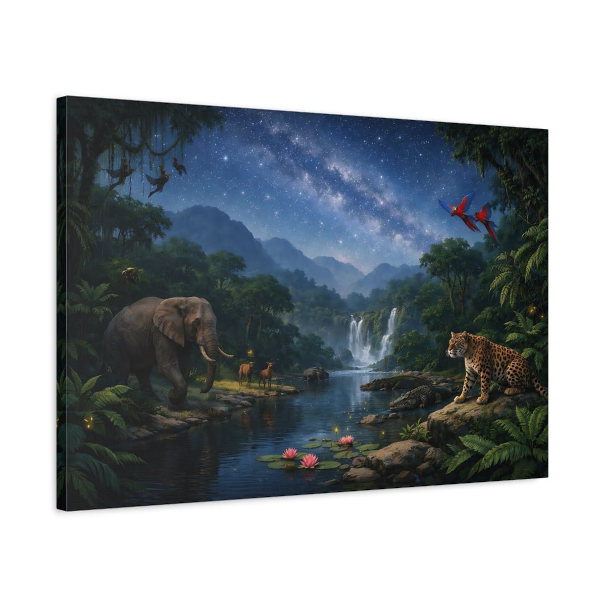 Nature Jungle Wildlife Starry Animals - Canvas Wall Art Print - YesArtYes