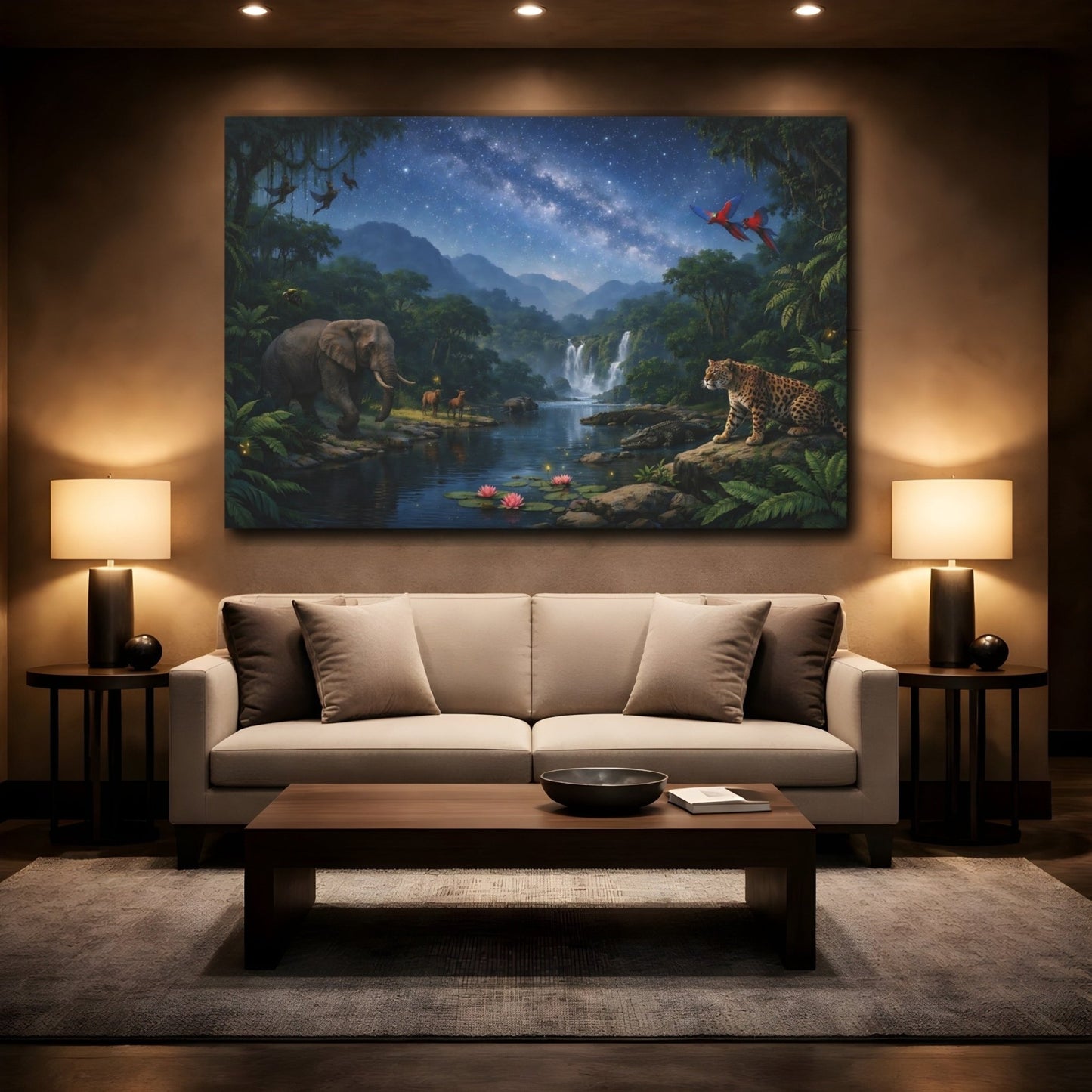 Nature Jungle Wildlife Starry Animals - Canvas Wall Art Print - YesArtYes