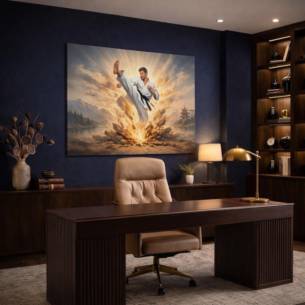 Nature Karate shown as canvas wall art in a refined dining room