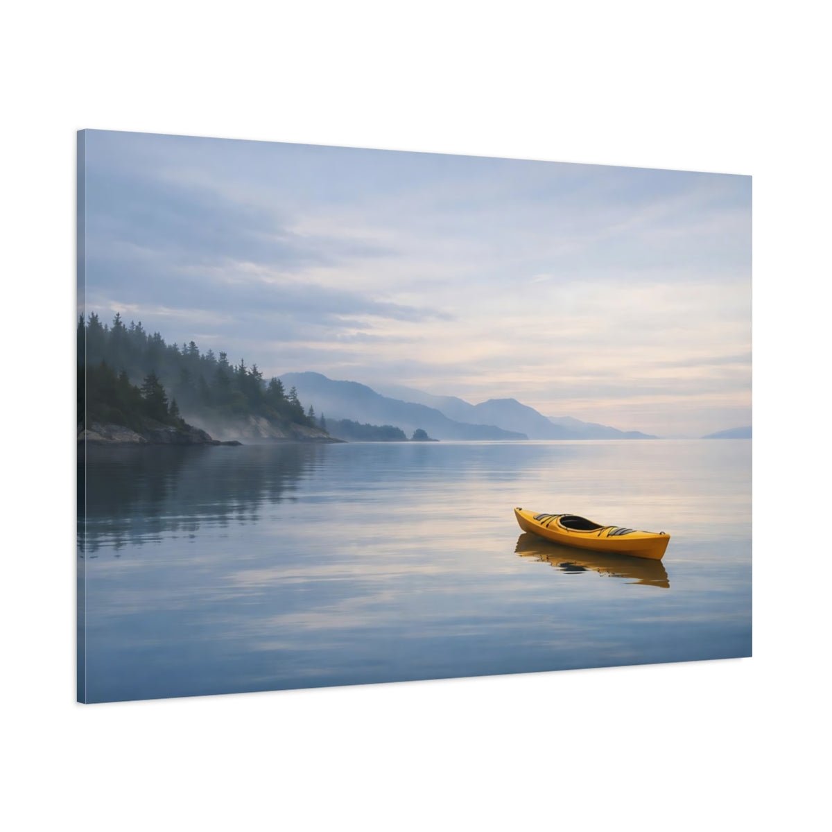 Nature Kayak Yellow Blue Lake - Canvas Wall Art Print - YesArtYes