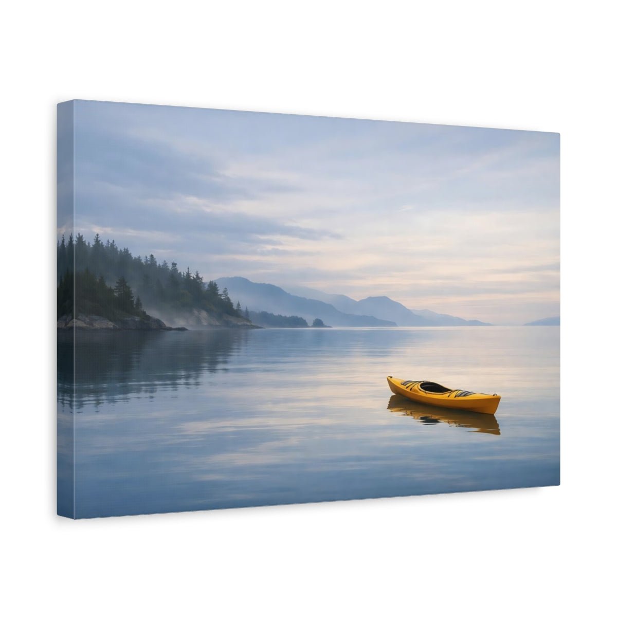 Nature Kayak Yellow Blue Lake - Canvas Wall Art Print - YesArtYes