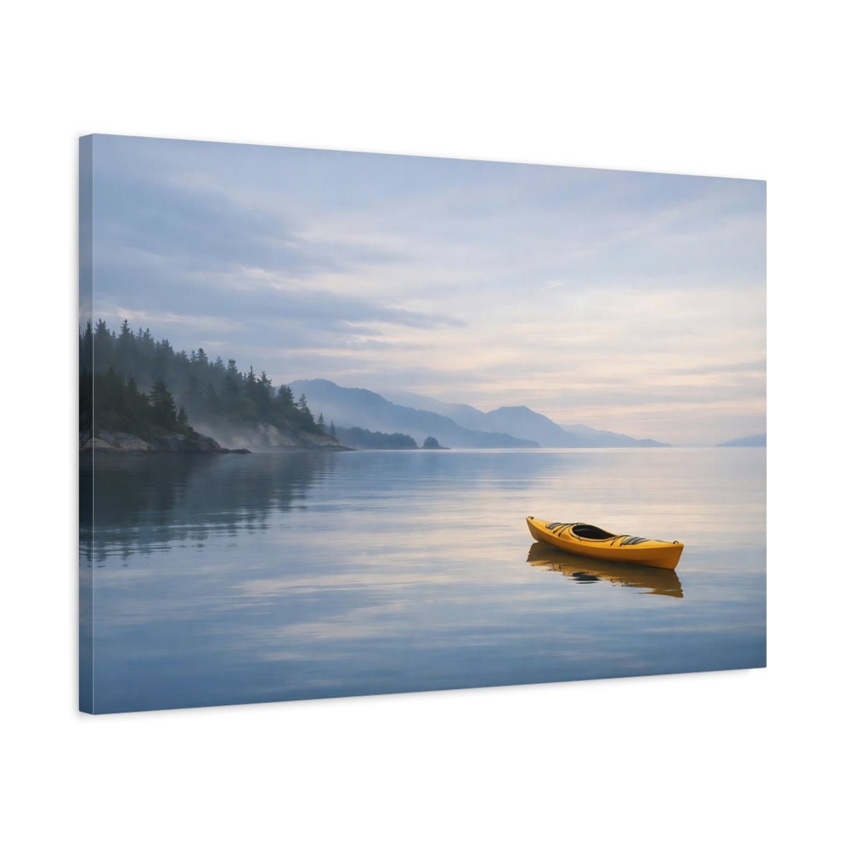 Nature Kayak Yellow Blue Lake - Canvas Wall Art Print - YesArtYes
