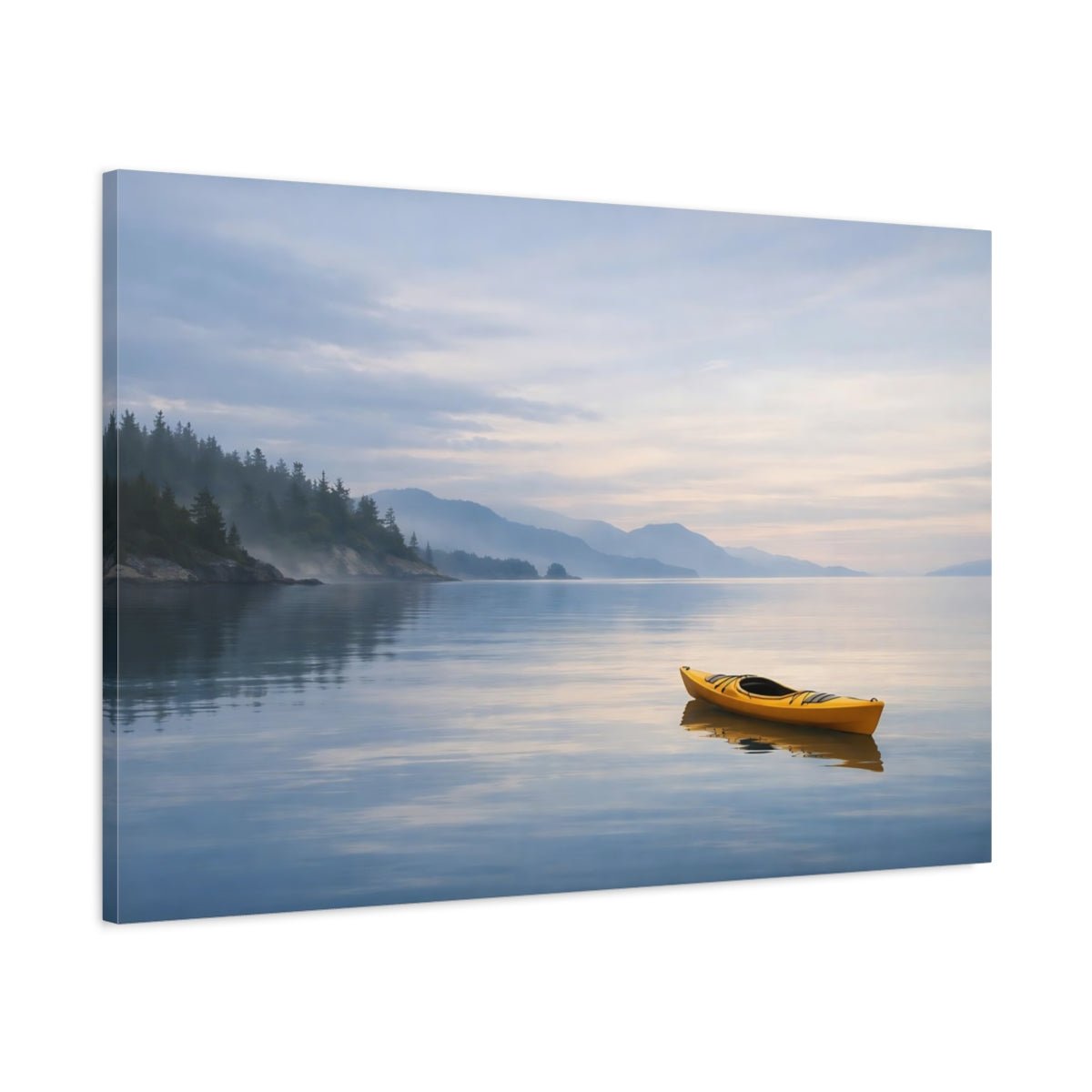 Nature Kayak Yellow Blue Lake - Canvas Wall Art Print - YesArtYes