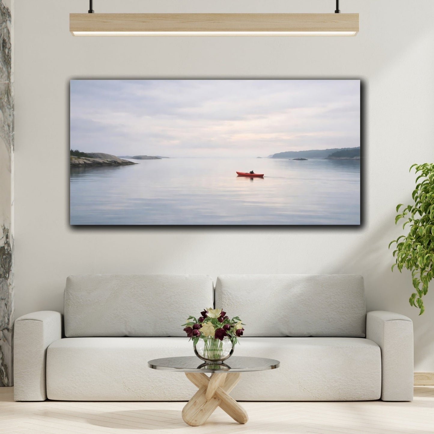 Nature Kayaker Red Kayak Water - Canvas Wall Art Print - YesArtYes