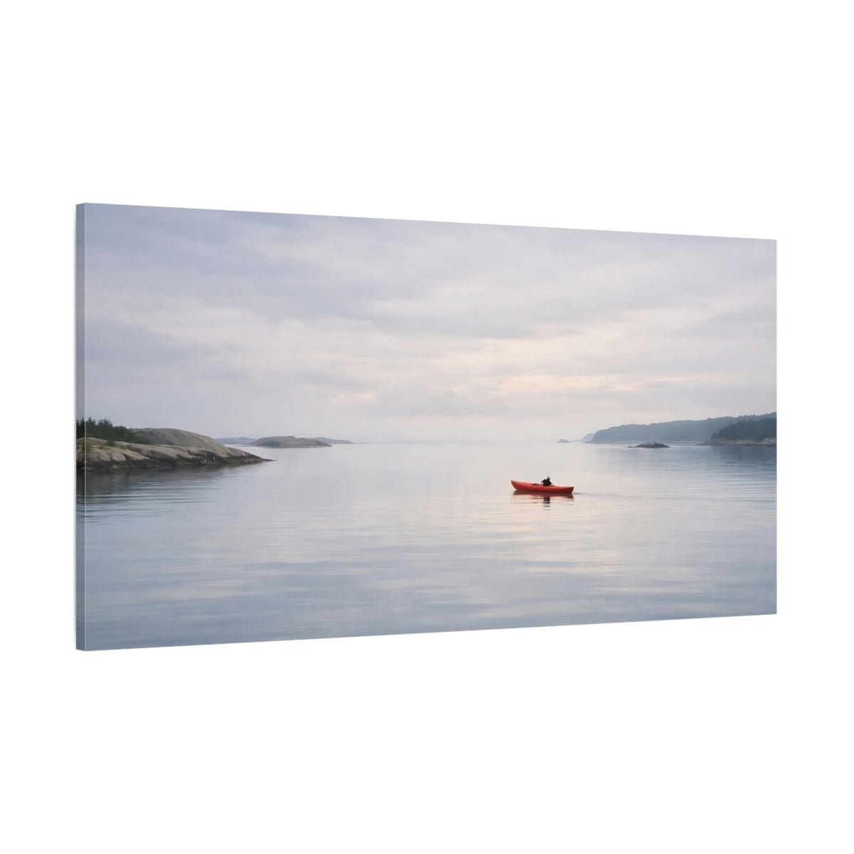 Nature Kayaker Red Kayak Water - Canvas Wall Art Print - YesArtYes