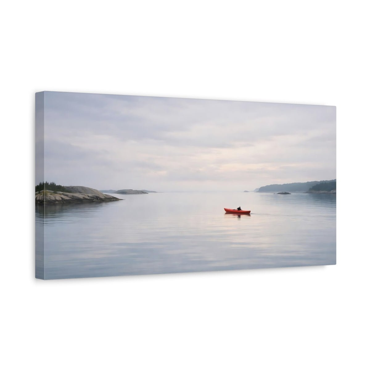 Nature Kayaker Red Kayak Water - Canvas Wall Art Print - YesArtYes