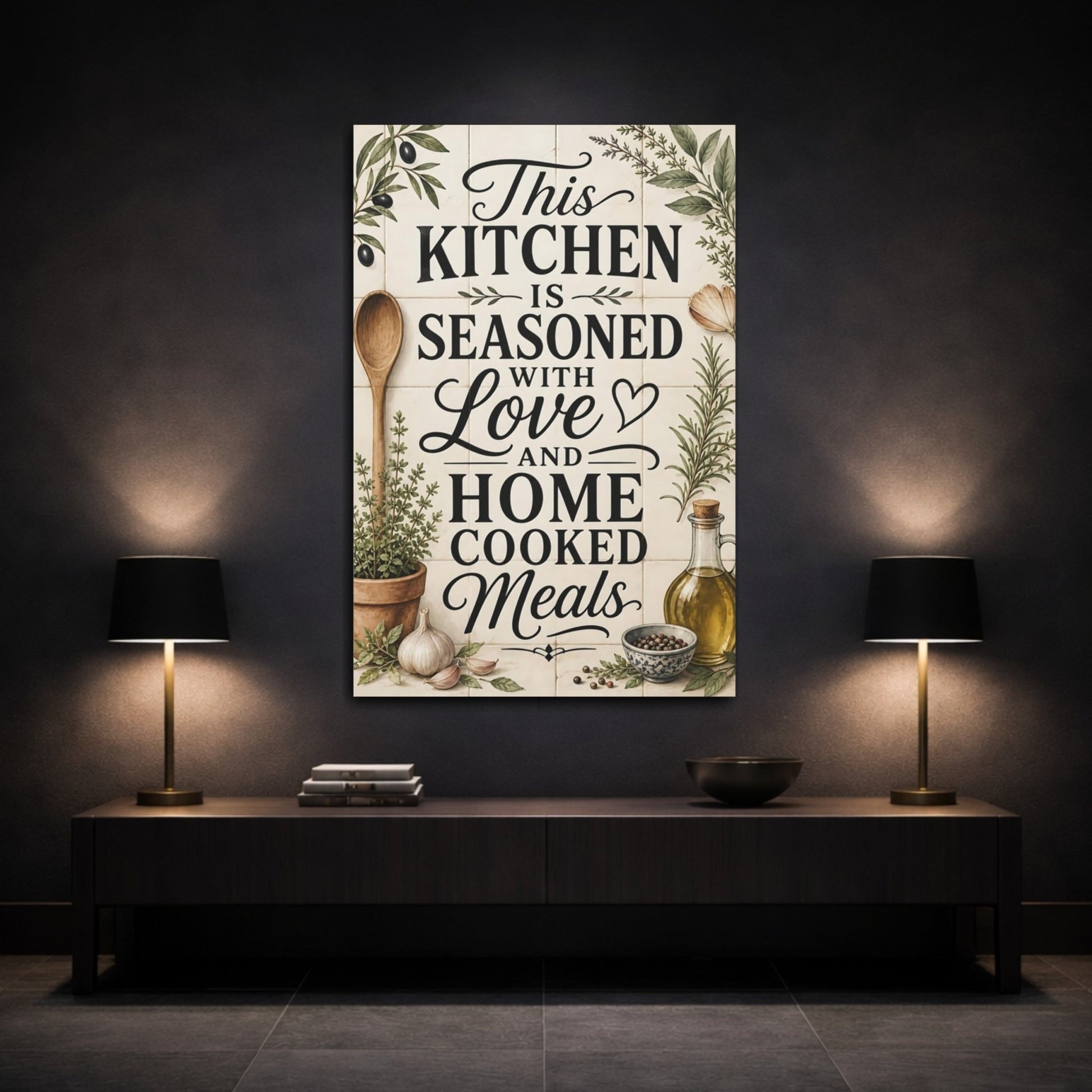 Nature Kitchen Quote Farmhouse Decor Canvas Print – Dining Area Wall, Warm Neutrals - YesArtYes