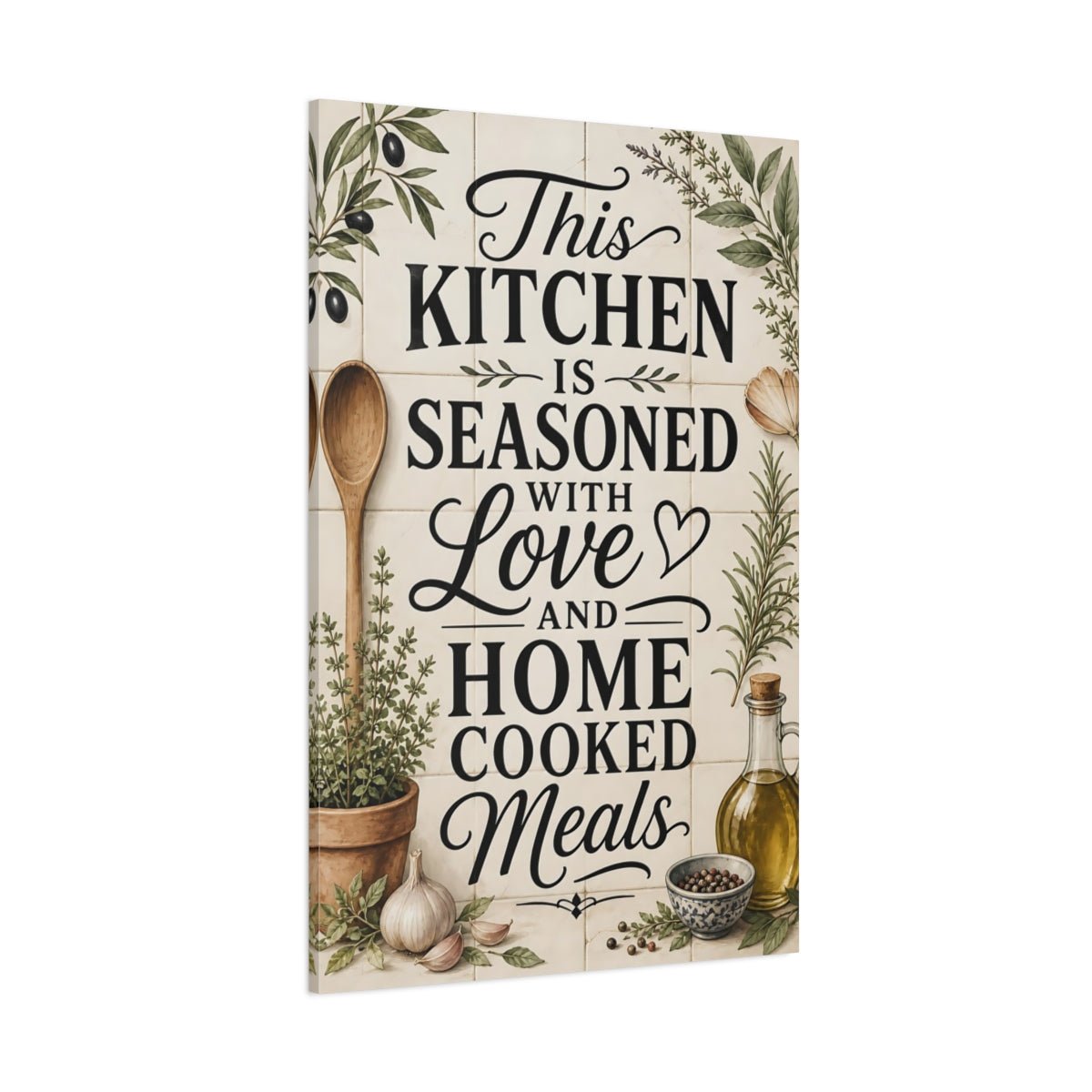 Nature Kitchen Quote Farmhouse Decor Canvas Print – Dining Area Wall, Warm Neutrals - YesArtYes