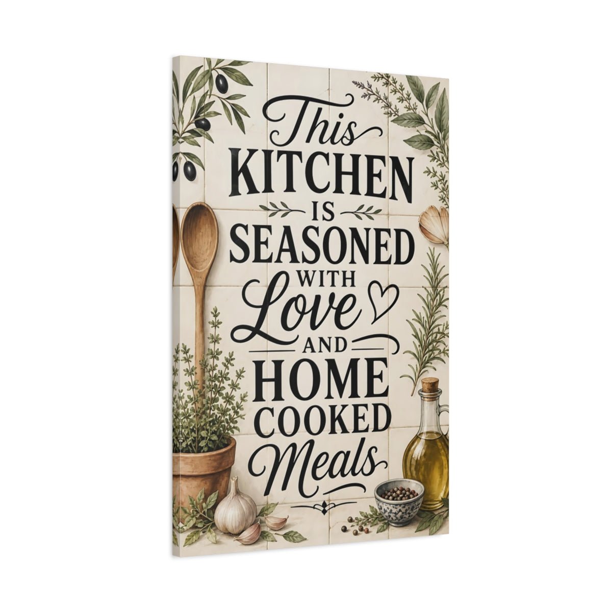 Nature Kitchen Quote Farmhouse Decor Canvas Print – Dining Area Wall, Warm Neutrals - YesArtYes