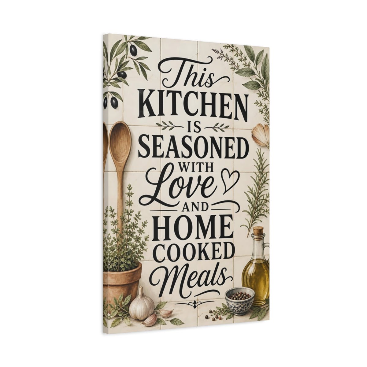 Nature Kitchen Quote Farmhouse Decor Canvas Print – Dining Area Wall, Warm Neutrals - YesArtYes
