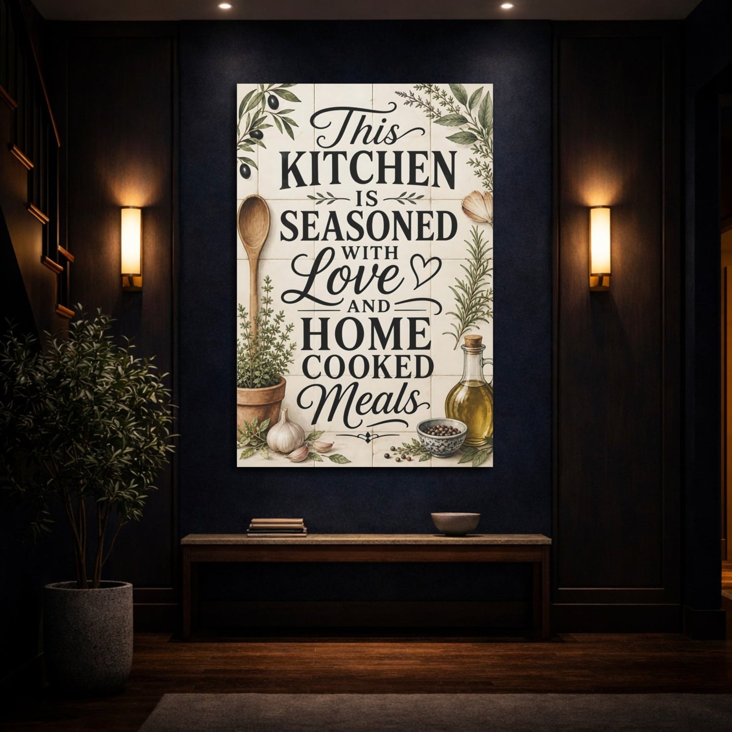 Nature Kitchen Quote Farmhouse Decor Canvas Print – Dining Area Wall, Warm Neutrals - YesArtYes