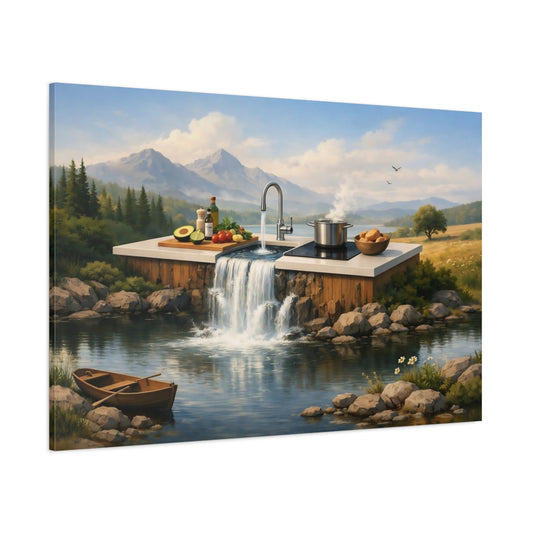 Nature Kitchen Vibes shown as stretched canvas wall art