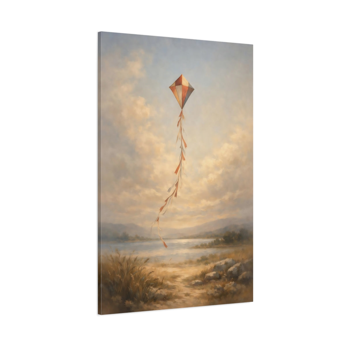 Main Mockup. Nature Kite Kite Landscape shown as stretched canvas wall art