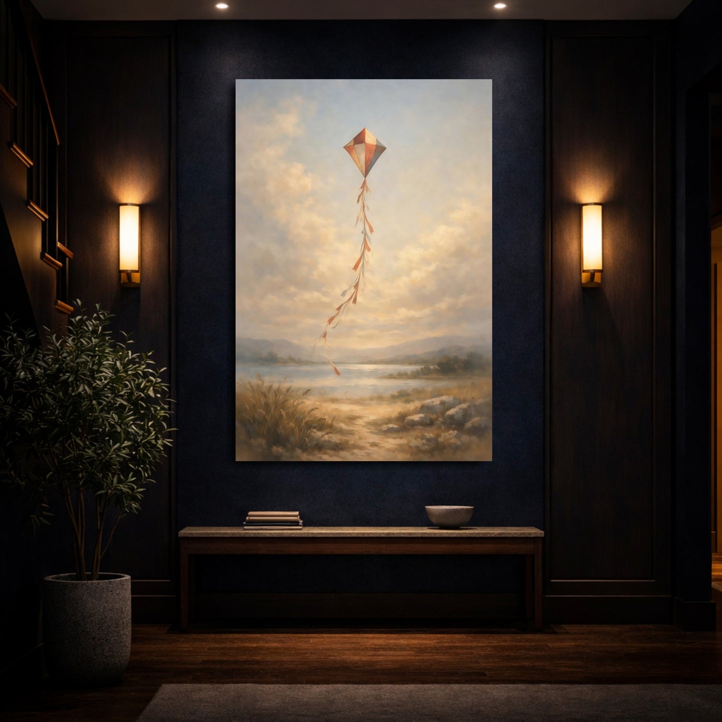 Mockup 3. Nature Kite Kite Landscape shown as stretched canvas wall art