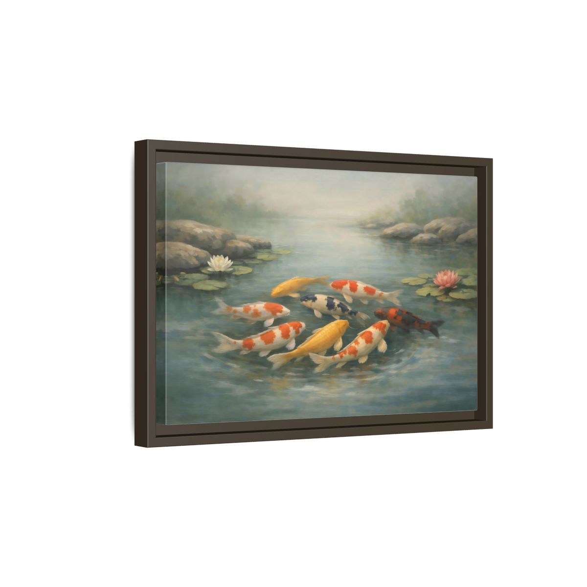 Side Mockup 5. Nature Koi Fish Colorful Koi Fish shown as stretched canvas wall art