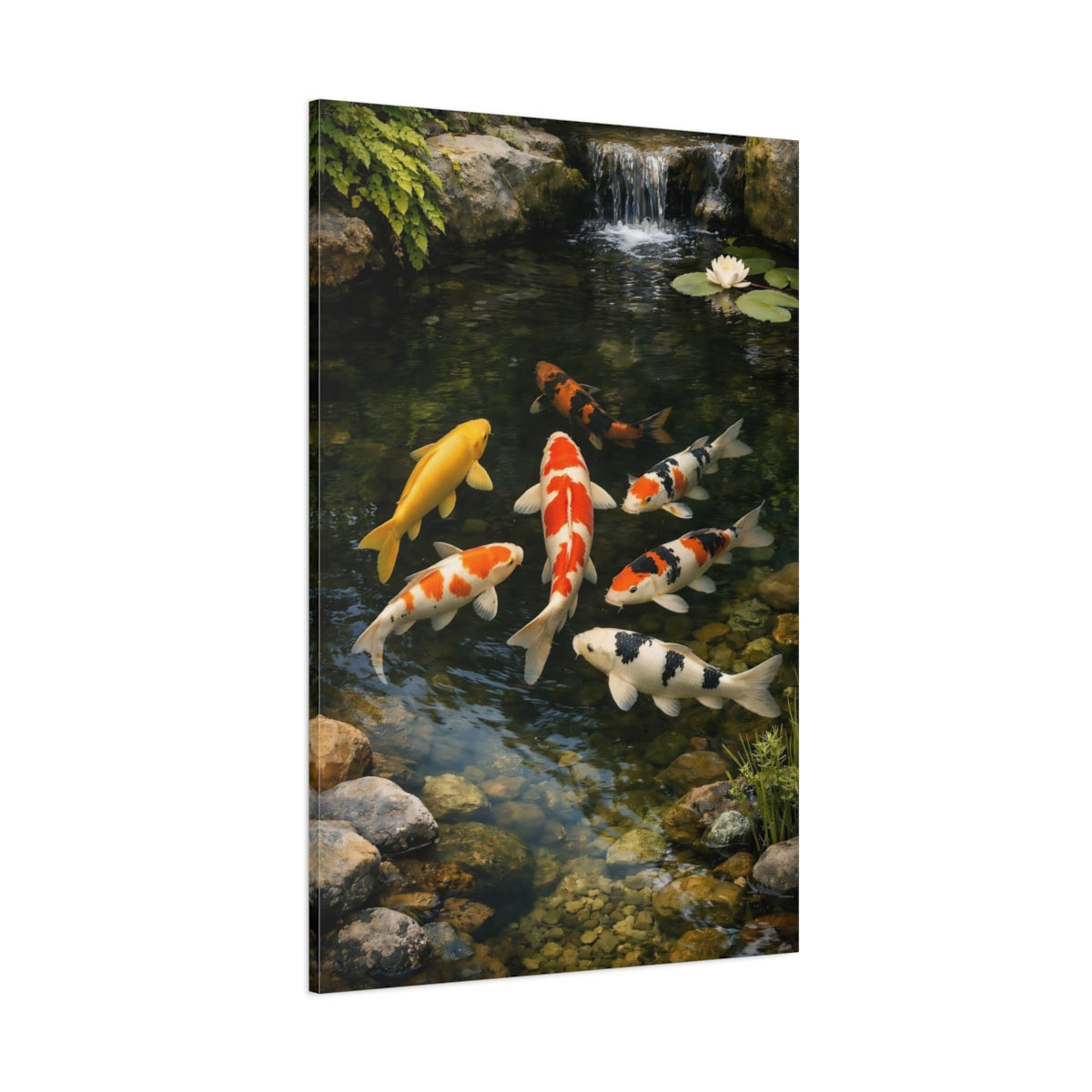 Main Mockup. Nature Koi Fish Colorful Koi Fish shown as stretched canvas wall art