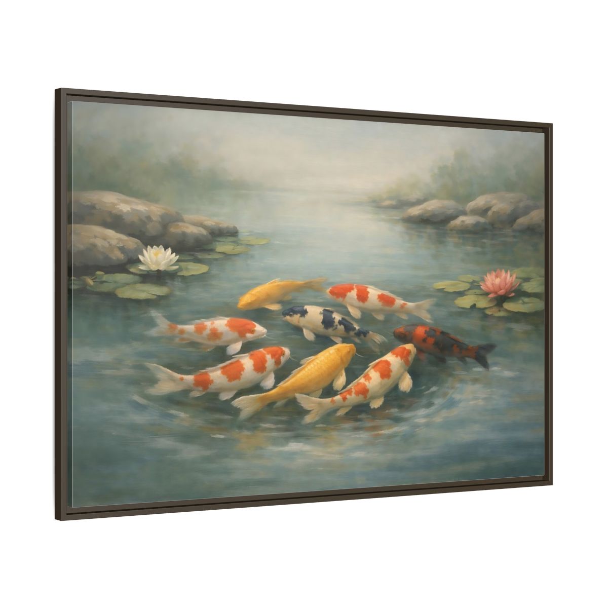 Main Mockup. Nature Koi Fish Colorful Koi Fish shown as stretched canvas wall art