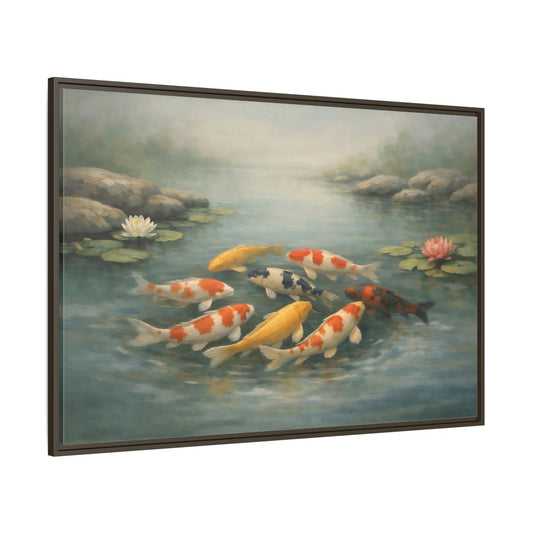 Main Mockup. Nature Koi Fish Colorful Koi Fish shown as stretched canvas wall art