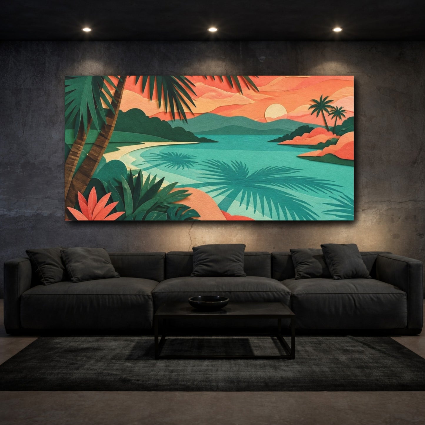 Mockup 3. Nature Lagoon Sunset shown as canvas print