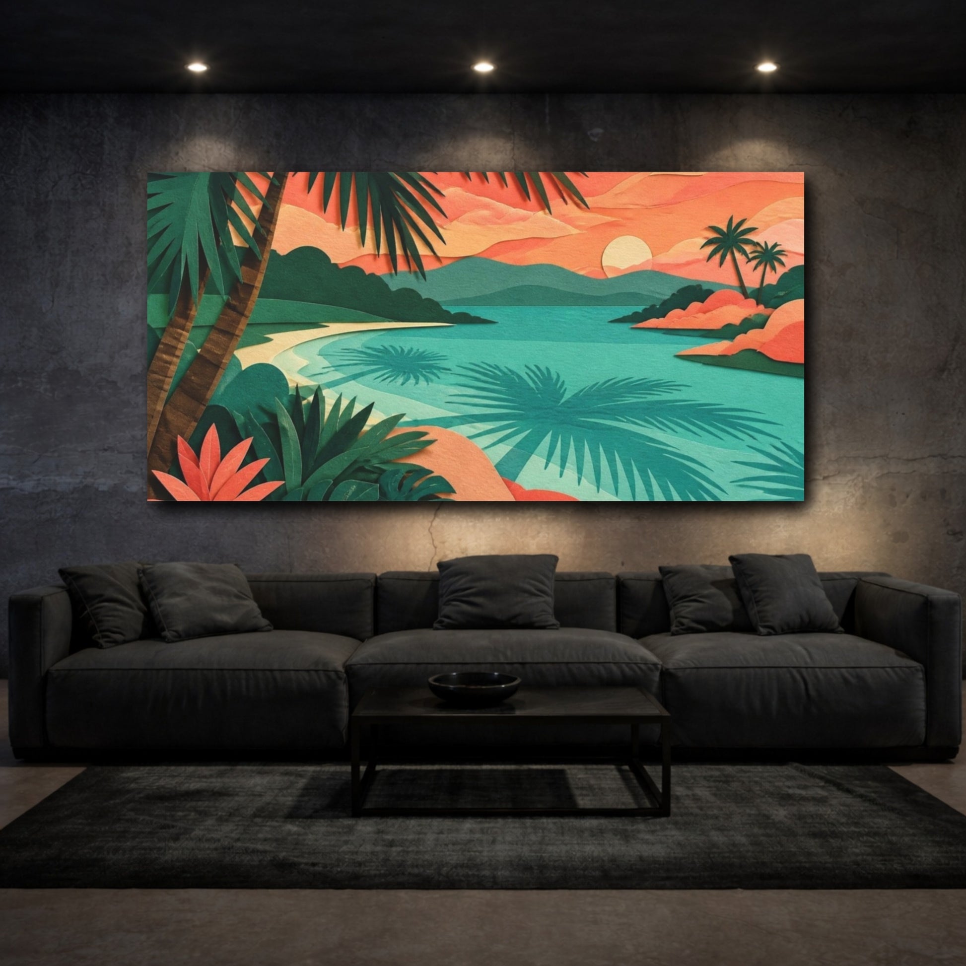 Mockup 3. Nature Lagoon Sunset shown as canvas print