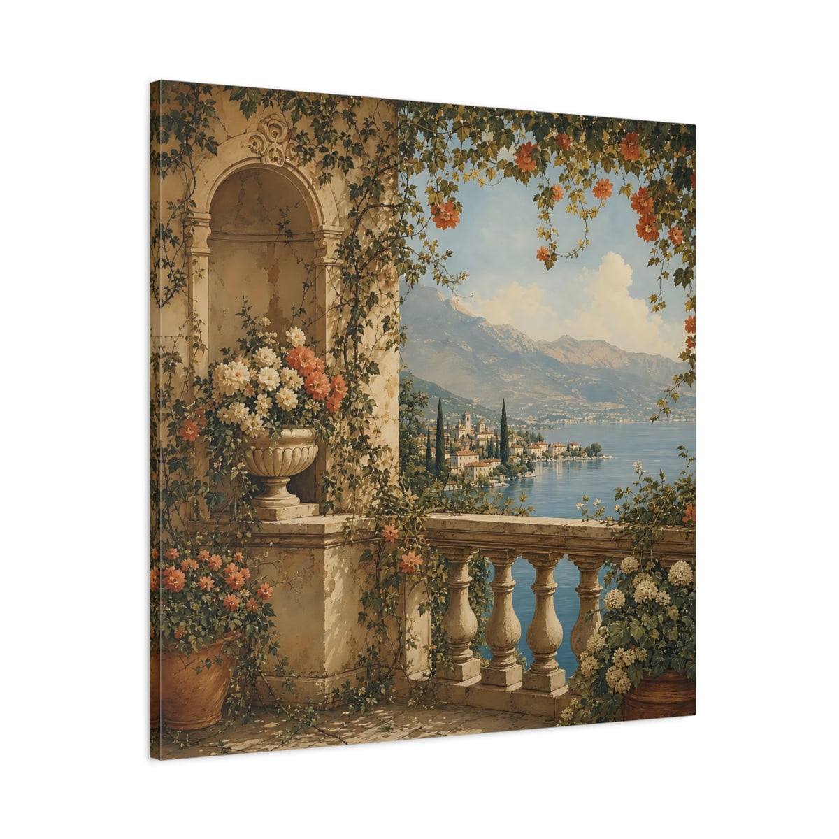 Main Mockup. Nature Lake Balcony Lake Balcony View shown as stretched canvas wall art