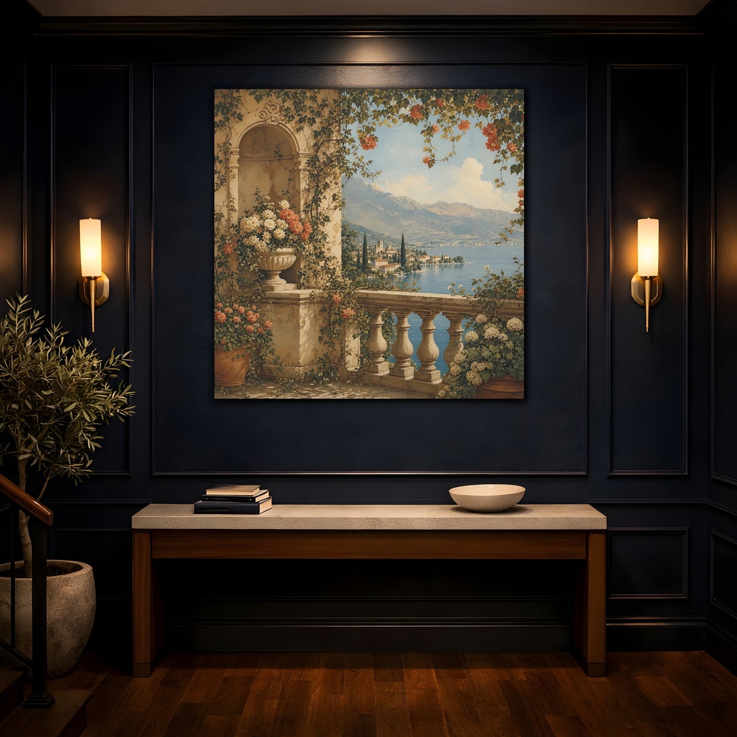Mockup 4. Nature Lake Balcony Lake Balcony View shown as stretched canvas wall art