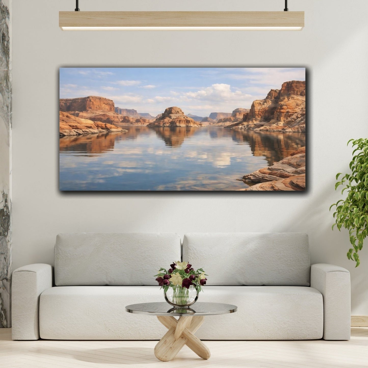Nature Lake Canyon Red Rock - Canvas Wall Art Print - YesArtYes