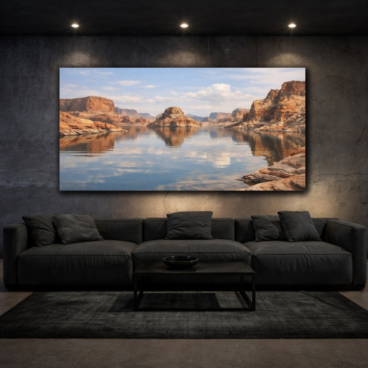 Nature Lake Canyon Red Rock - Canvas Wall Art Print - YesArtYes