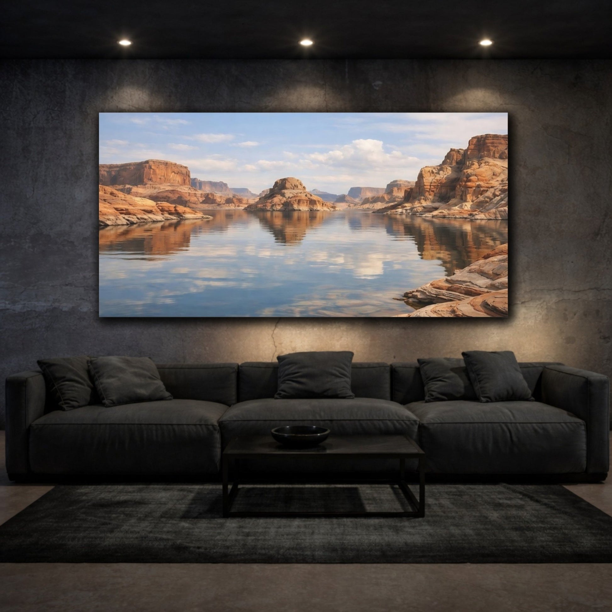Nature Lake Canyon Red Rock - Canvas Wall Art Print - YesArtYes