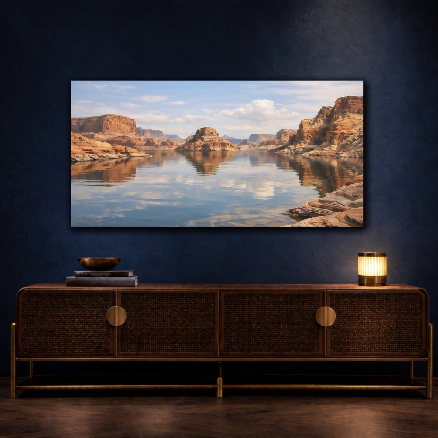 Nature Lake Canyon Red Rock - Canvas Wall Art Print - YesArtYes