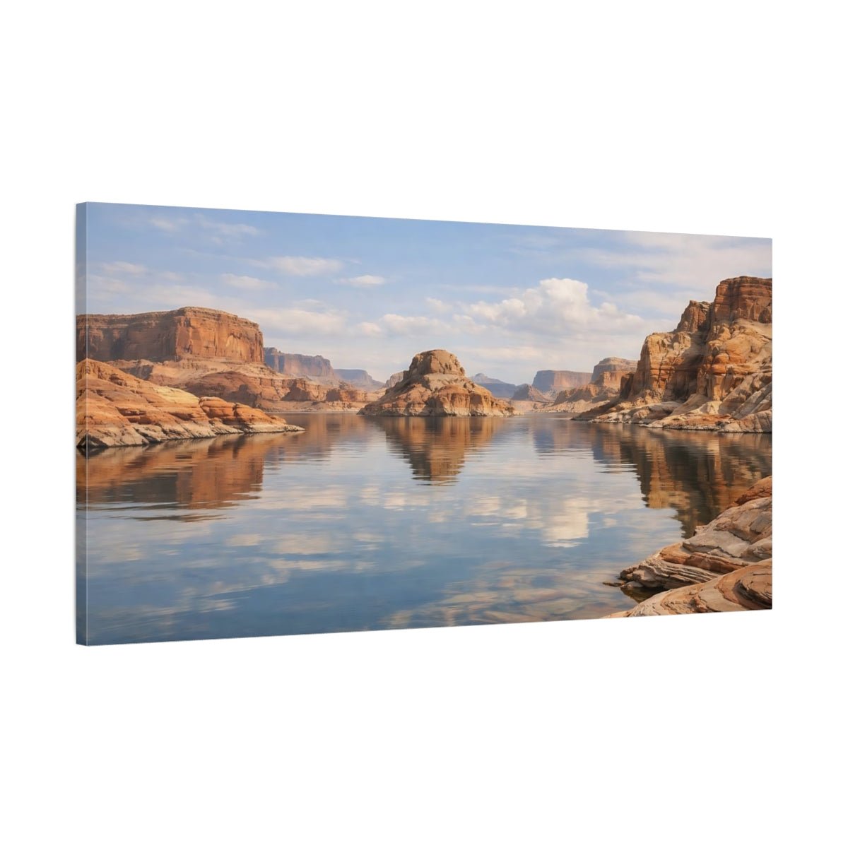 Nature Lake Canyon Red Rock - Canvas Wall Art Print - YesArtYes