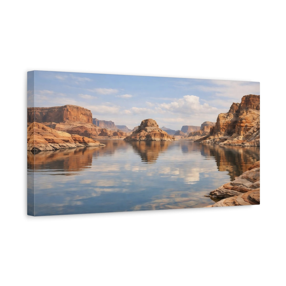 Side Mockup 3. Nature Lake Canyon Red Rock Canyon shown as stretched canvas wall art