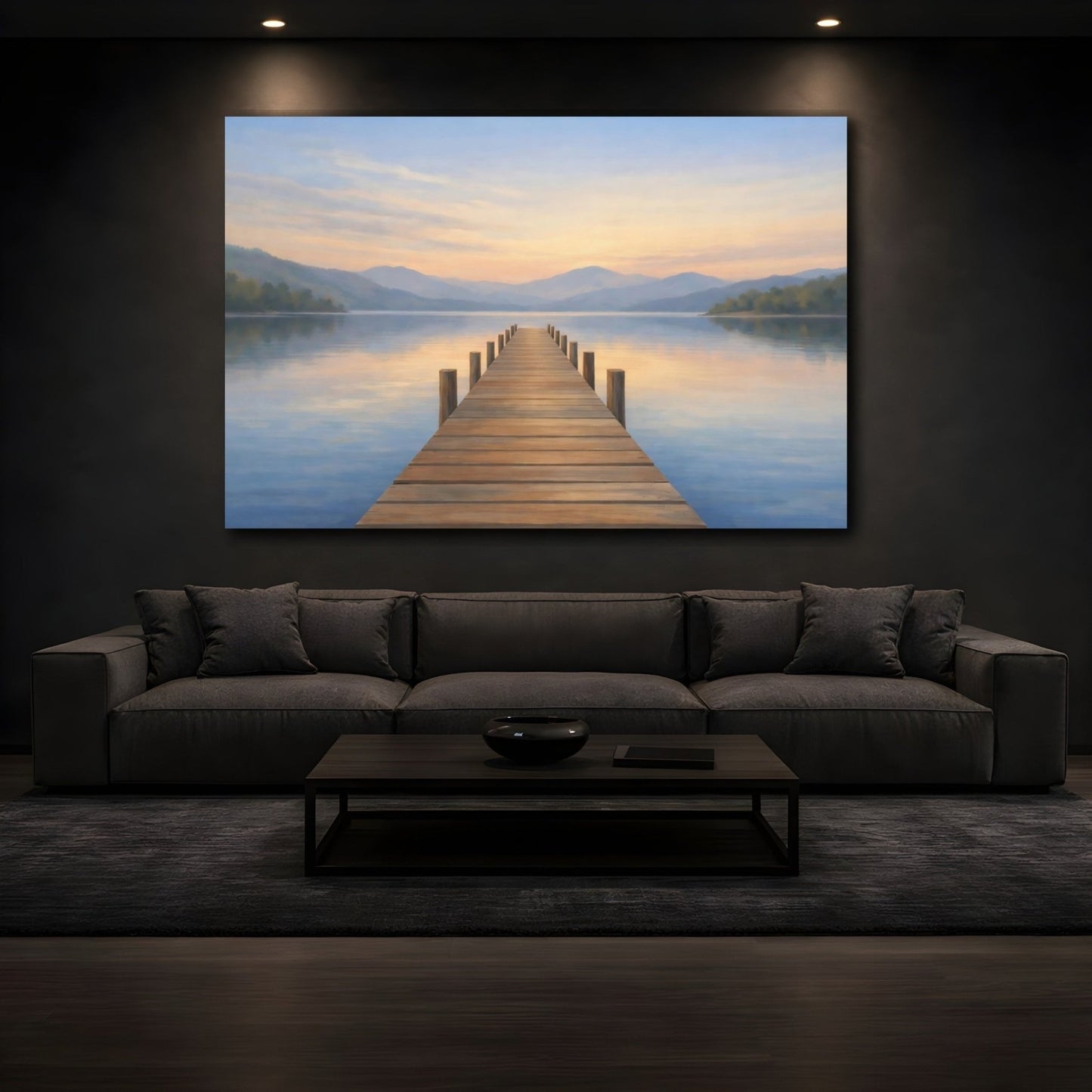 Nature Lake Dock Pastel - Canvas Wall Art Print - YesArtYes