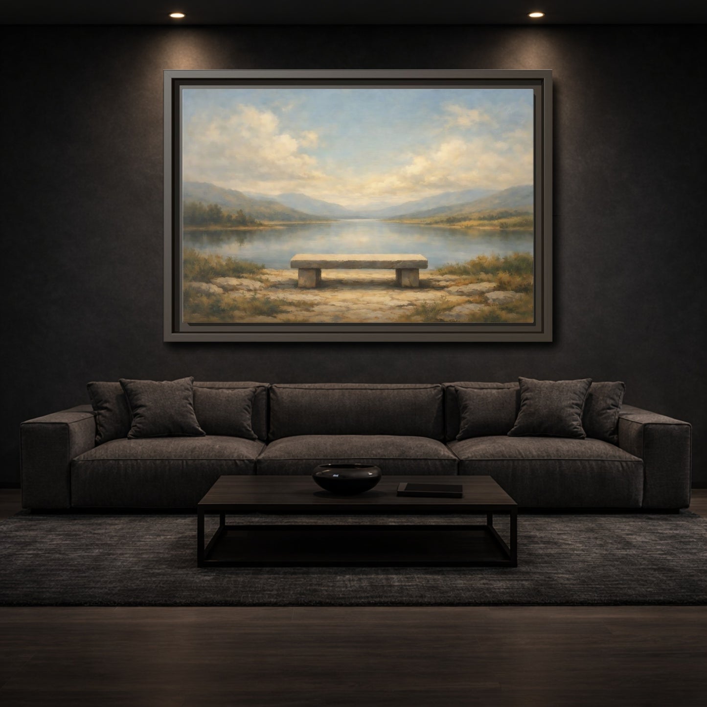 Mockup 2. Nature Lake Landscape Serene Lake View shown as stretched canvas wall art