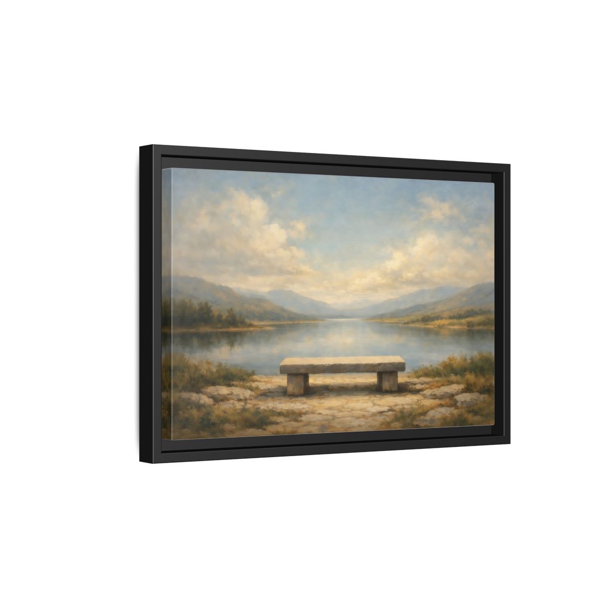 Side Mockup 6. Nature Lake Landscape Serene Lake View shown as stretched canvas wall art
