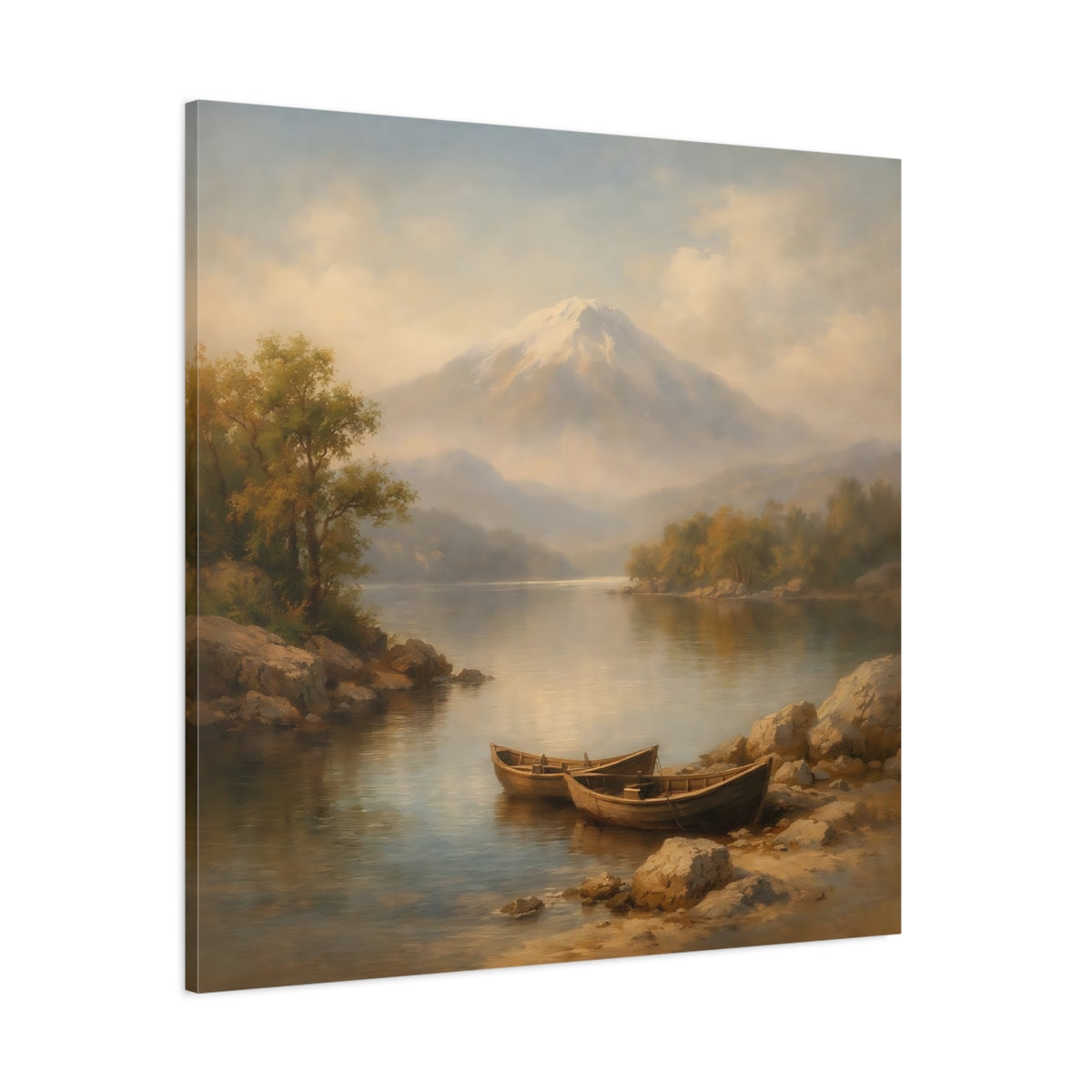 Main Mockup. Nature Lake Mountain Mountain Lake Landscape shown as stretched canvas wall art