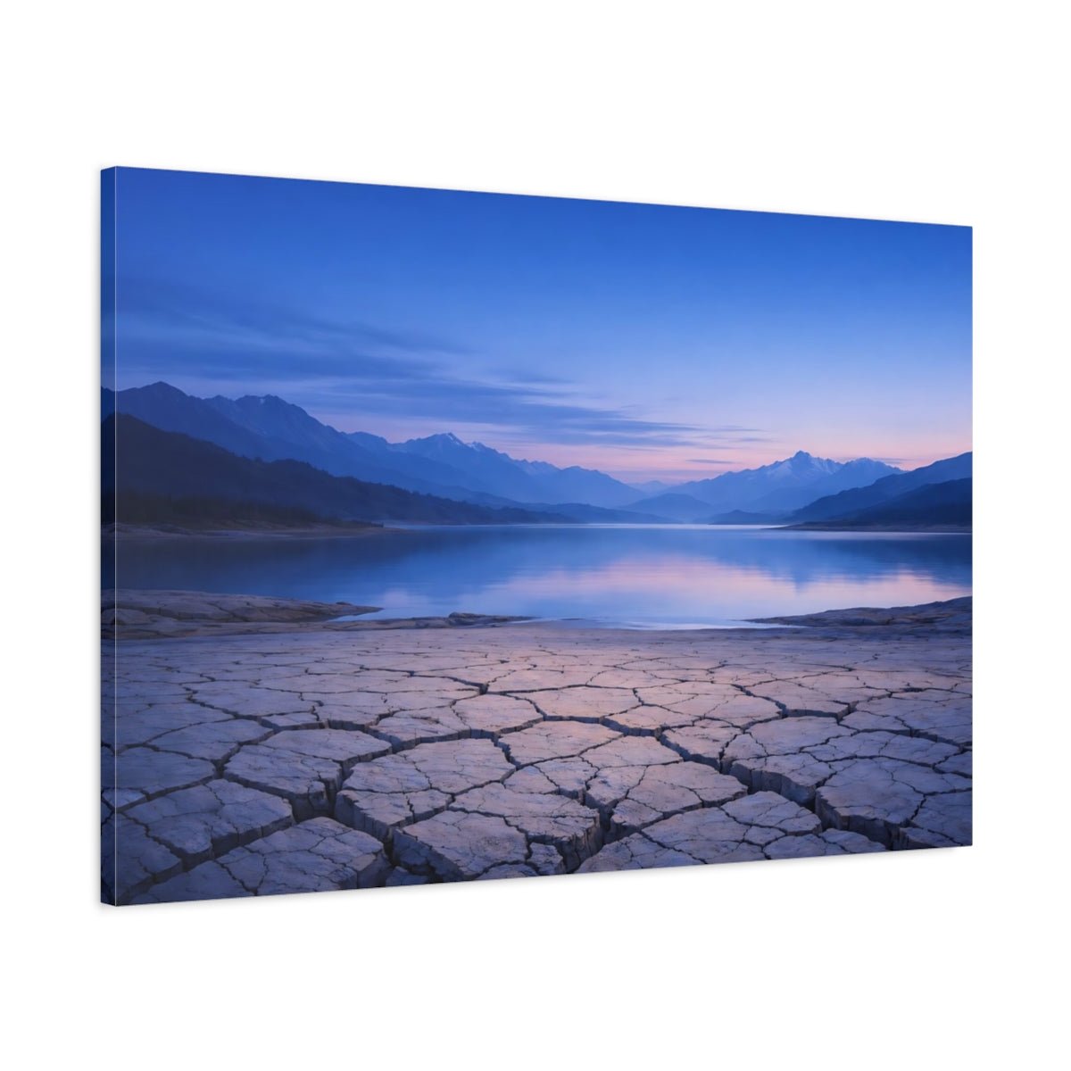 Nature Lake Mountains Blue - Canvas Wall Art Print - YesArtYes