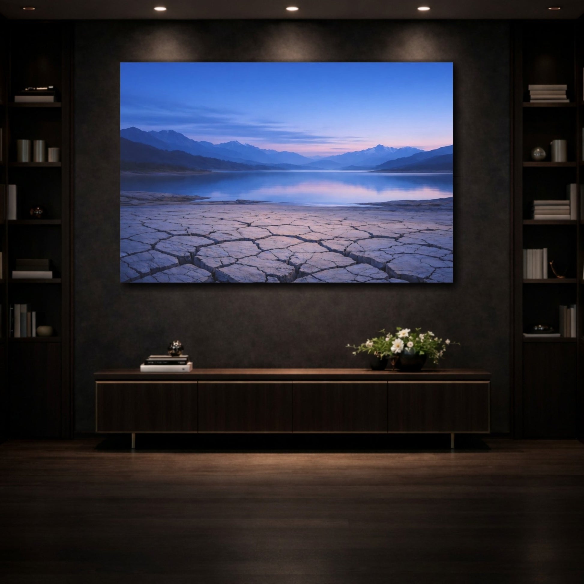 Nature Lake Mountains Blue - Canvas Wall Art Print - YesArtYes