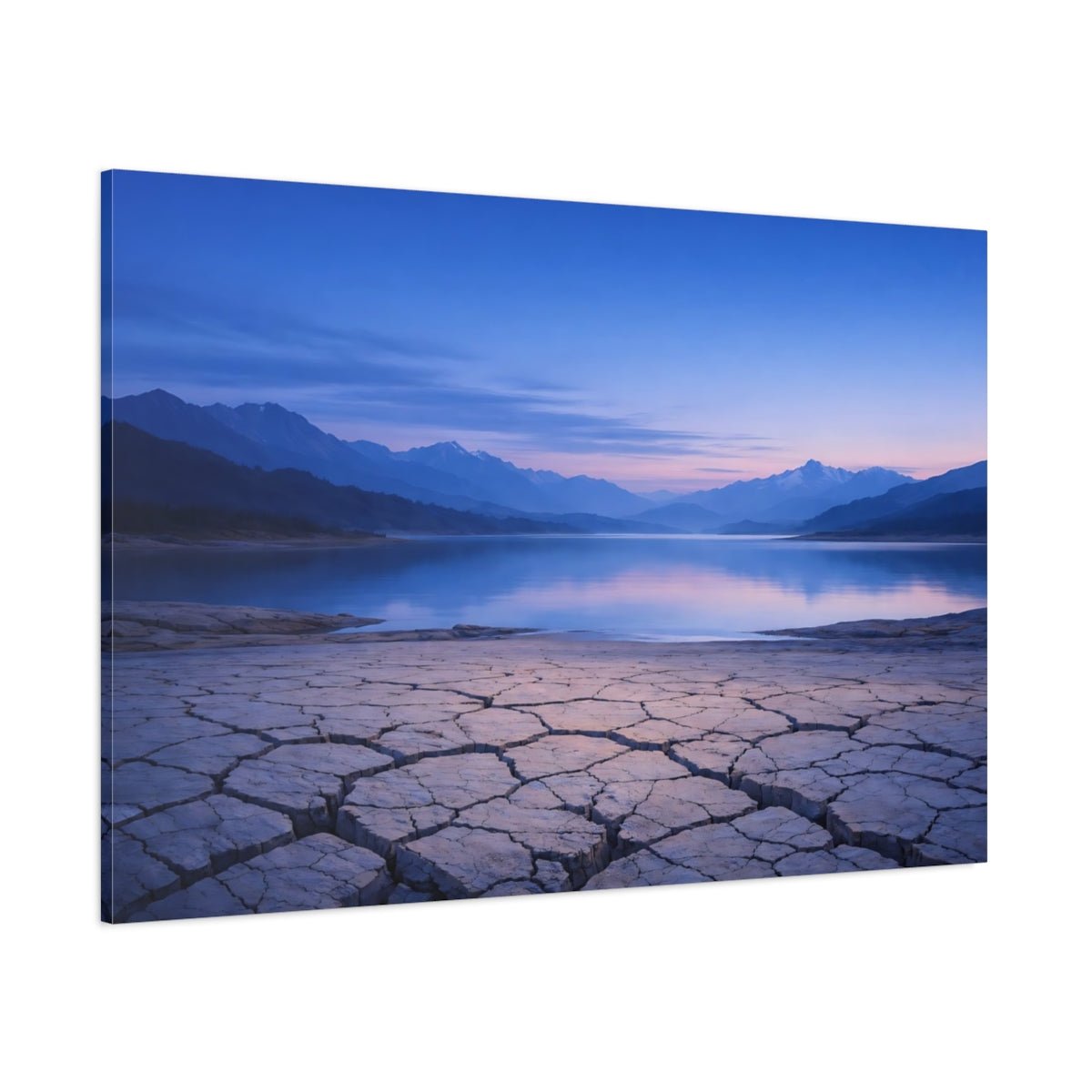 Nature Lake Mountains Blue - Canvas Wall Art Print - YesArtYes