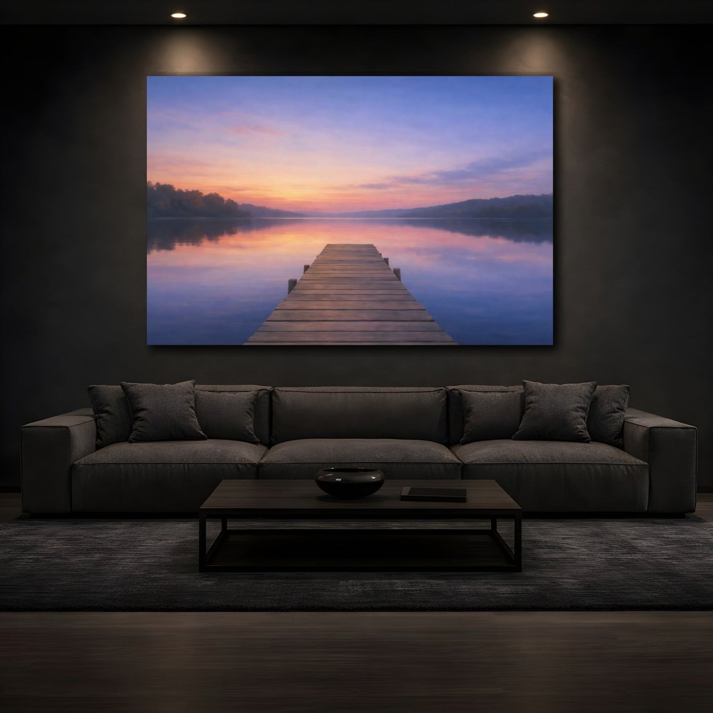 Nature Lake Pier Pastel - Canvas Wall Art Print - YesArtYes