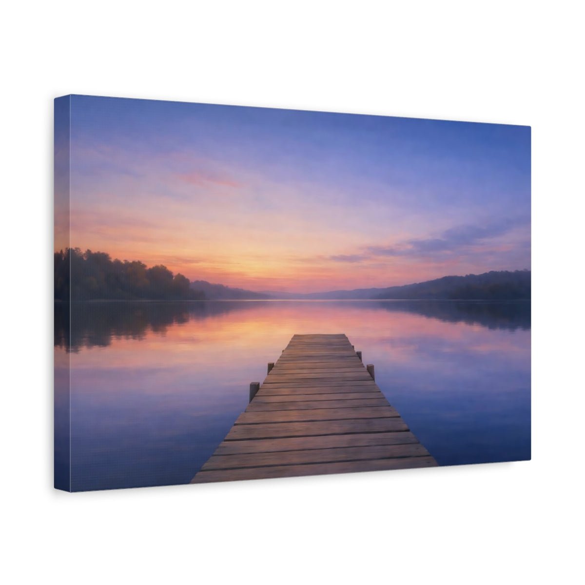 Nature Lake Pier Pastel - Canvas Wall Art Print - YesArtYes