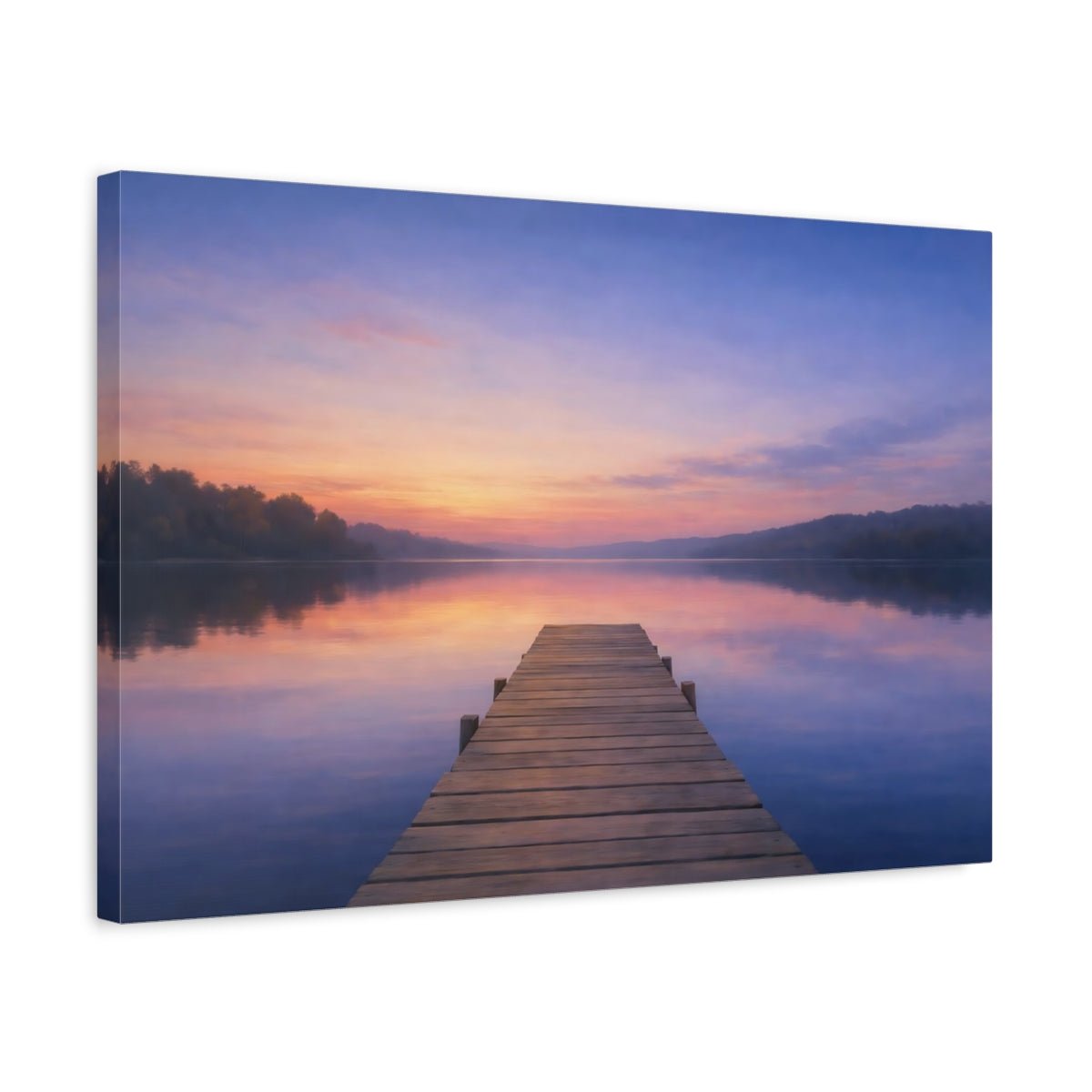 Nature Lake Pier Pastel - Canvas Wall Art Print - YesArtYes