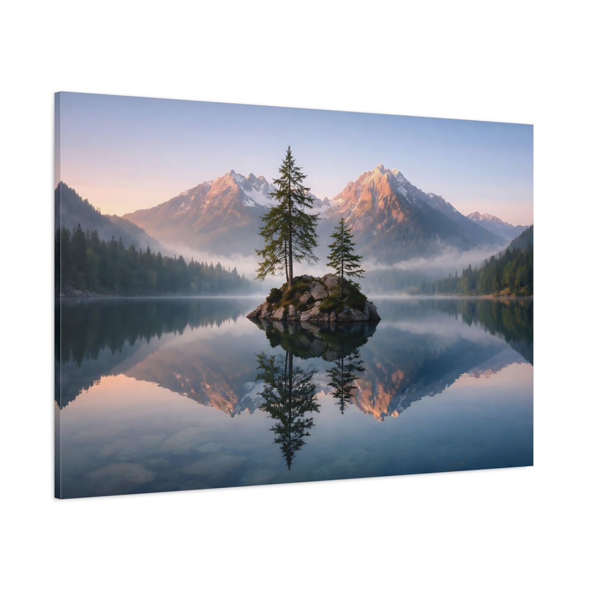 Nature Lake Reflection shown as stretched canvas wall art