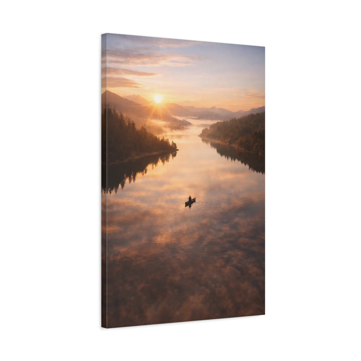 Nature Lake Sunrise Orange - Canvas Wall Art Print - YesArtYes
