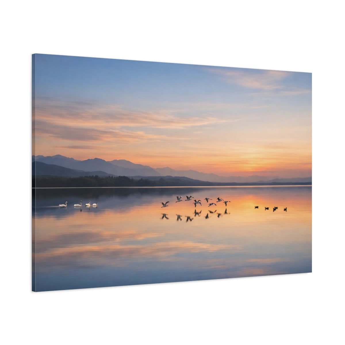 Side Mockup 1. Nature Lake Sunset Sunset Lake shown as stretched canvas wall art