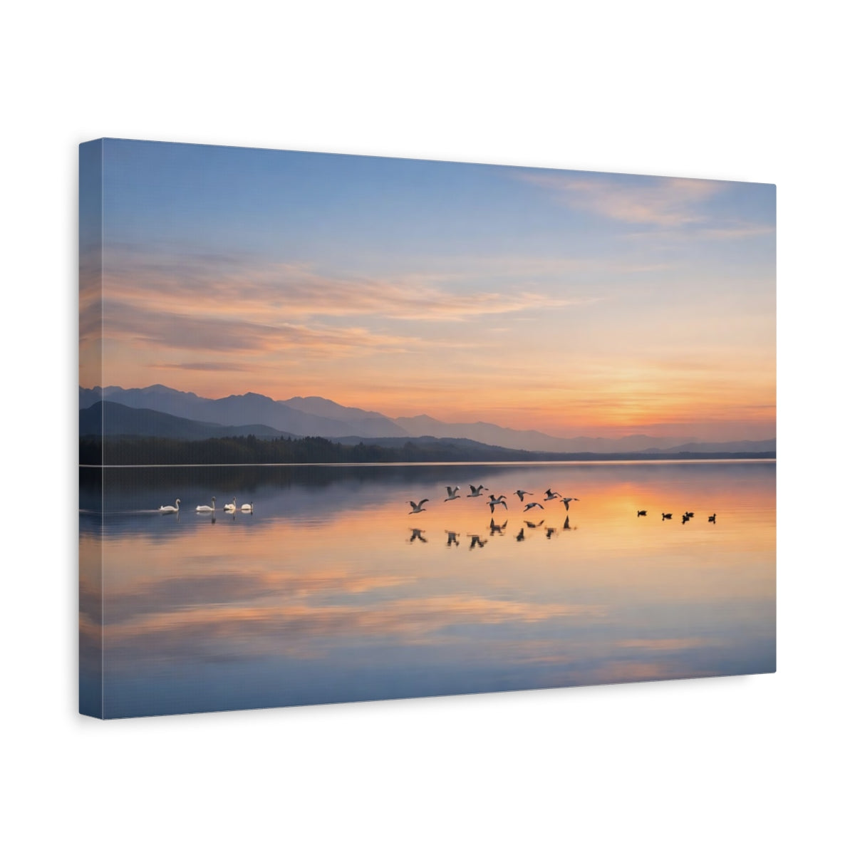 Side Mockup 4. Nature Lake Sunset Sunset Lake shown as stretched canvas wall art