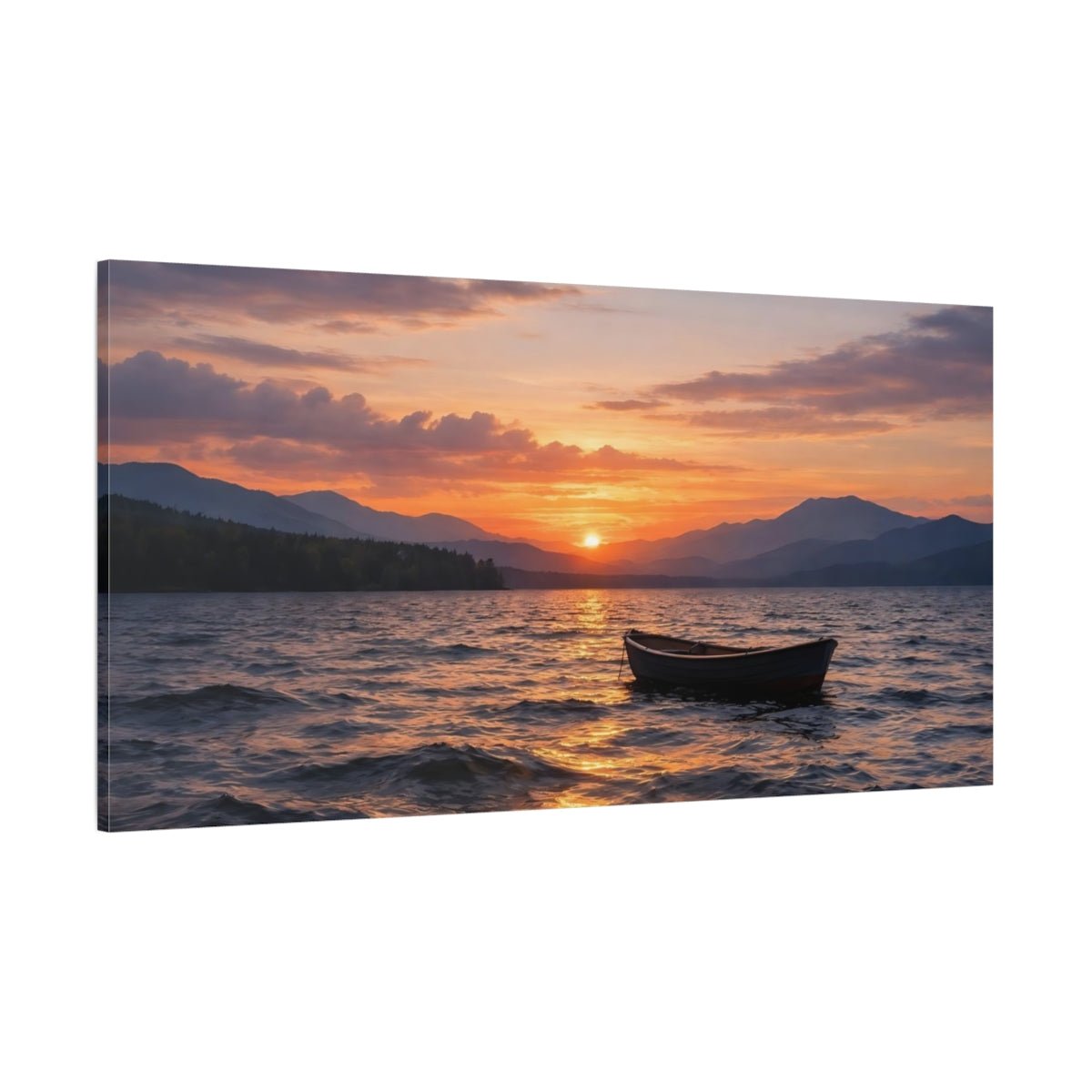 Nature Lake Sunset Orange Blue - Canvas Wall Art Print - YesArtYes