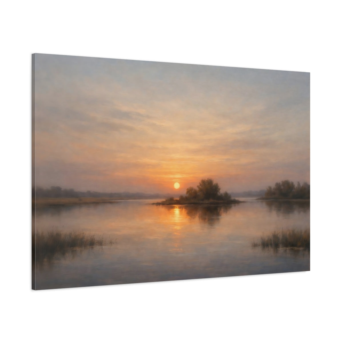 Main Mockup. Nature Lake Sunset Sunset Lake Landscape shown as stretched canvas wall art