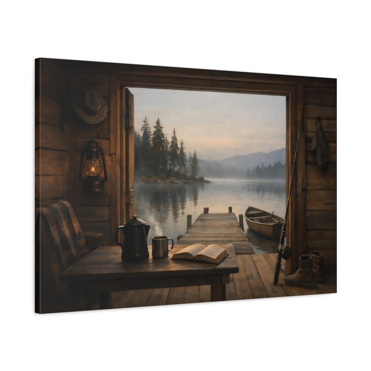 Nature Lake View Rustic - Canvas Wall Art Print - YesArtYes